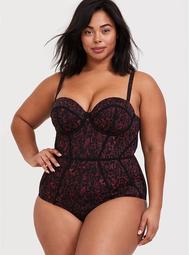 Burgundy Red Leopard Lightly Lined Underwire One-Piece Swimsuit