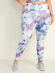 High-Waisted Elevate Plus-Size 7/8-Length Floral Compression Leggings