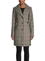 Petite Plaid Wool-Blend Topper Coat