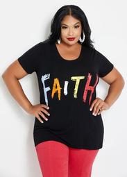 Faith Graphic Tee With Mesh Inset