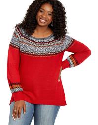 Plus Size Fair Isle Tunic Sweater