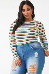 Plus Size Ribbed Striped Top