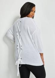 Lace-Up Back Sweater