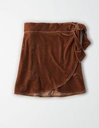 AE Studio Velvet Wrap Mini Skirt
