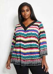 Abstract Stripe A-Line Top