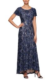 Embroidered Lace A-Line Gown