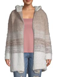 Absolutely Famous Womens Plus Size Ombre Eyelash Cardigan