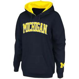 Women's Stadium Athletic Navy Michigan Wolverines Arch Name Pullover Hoodie