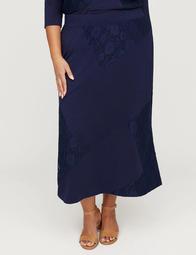 AnyWear Navy Lace Patchwork Maxi Skirt
