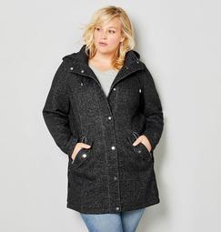 Hooded Stadium Jacket with Lace-Up Side Details