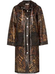tiger-print hooded raincoat