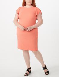 Plus Size Split Ruffle-Sleeve Sheath Dress