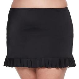 Plus Size A Shore Fit Solid Flounce Swim Skirt