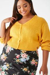 Plus Size Ribbed Button-Front Sweater