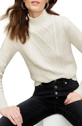 Mock Neck Center Cable Knit Sweater