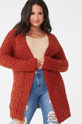 Plus Size Marled Open-Front Cardigan