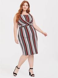 Multi Stripe Jersey Twist Front Dress