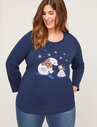 Glimmering Polar Bear Tee With Long Sleeves