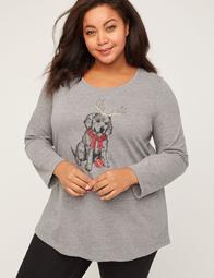 Sparkling Puppy Tee With Long Sleeves