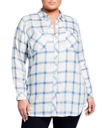 Plus Size Long-Sleeve Button-Front Plaid Shirt