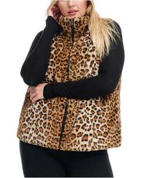 Plus Size Leopard-Print Faux-Fur Vest