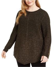 Plus Size Metallic Ribbed-Knit Tunic Sweater, Created for Macy's