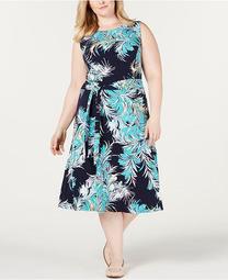 Plus Size Printed Midi Dress, Created for Macy's