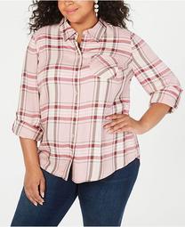 Plus Size Plaid Button-Up Shirt, Created for Macy's