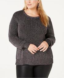 Plus Size Metallic-Knit Sweater