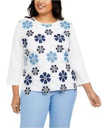 Plus Size Pearls of Wisdom Lace Flower Top