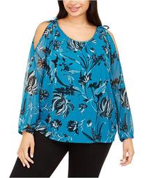 INC Plus Size Beaded-Neck Cold-Shoulder Top, Created For Macy's