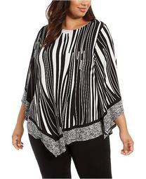 Plus Size Printed Point-Hem Top, Created For Macy's