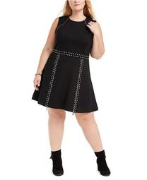 Plus Size Studded Fit & Flare Dress