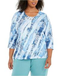Plus Size Pearls Of Wisdom Lace-Trimmed Top
