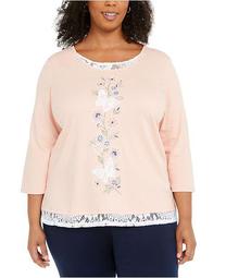 Plus Size Embroidered Butterfly Top