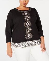 Plus Size Street Smart Embroidered Layered-Look Top