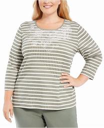 Plus Size Loire Valley Studded Striped Top