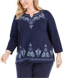 Plus Size Autumn Harvest Embroidered Top