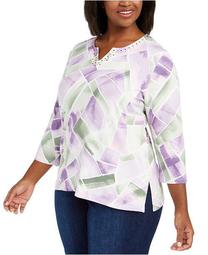Plus Size Loire Valley Abstract Geo-Print Top
