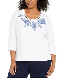 Plus Size Pearls Of Wisdom Embellished Top