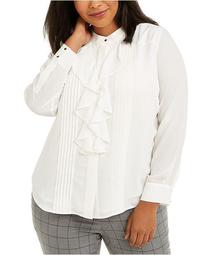 Plus Size Ruffled Button-Front Top