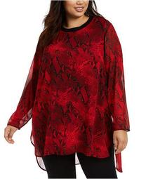 Plus Size Printed High-Low Tunic Top