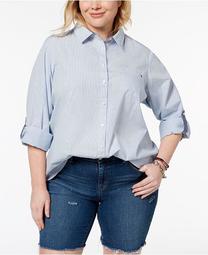 Plus Size Cotton Utility Shirt, Created for Macy's