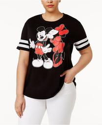 Trendy Plus Size Mickey and Minnie Mouse Graphic T-Shirt