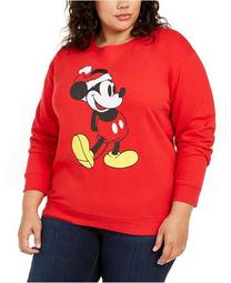 Disney by Trendy Plus Size Santa Mickey Graphic-Print Sweatshirt