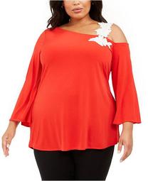 Plus Size One-Shoulder Appliqué Tunic, Created for Macy's
