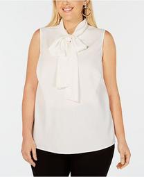 Trendy Plus Size Bow-Neck Blouse, Created for Macy's