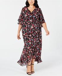 Trendy Plus Size Faux-Wrap Maxi Dress