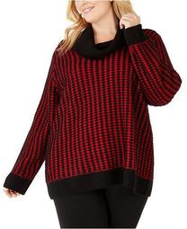 Plus Size Mixed-Stitch Cowlneck Sweater