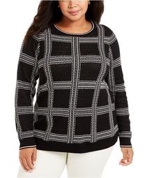 Plus Size Metallic Plaid Sweater, Created For Macy's